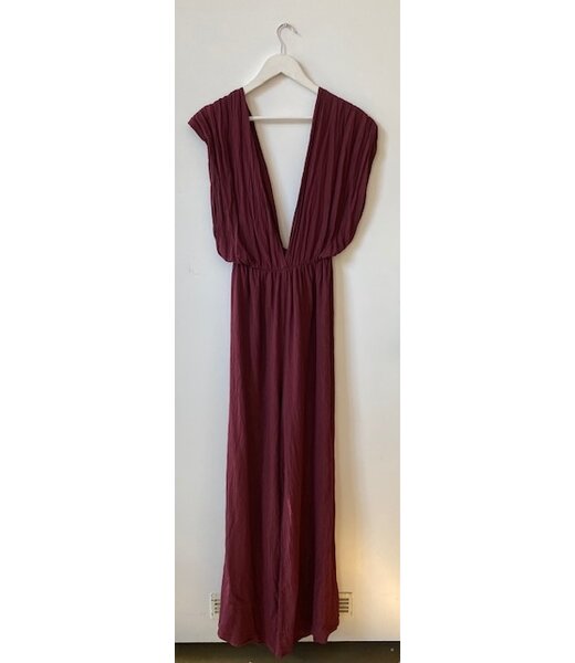 selectedbystijldepartment Jumpsuit crinkle viscose, Dark purple