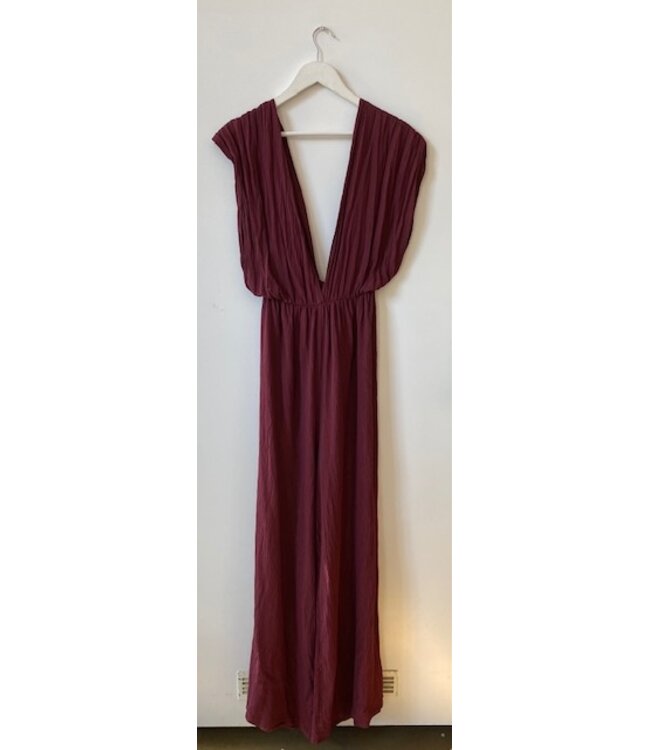 selectedbystijldepartment Jumpsuit crinkle viscose, Dark purple