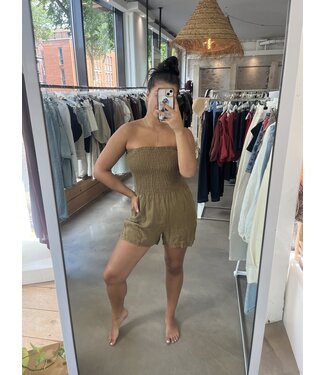 selectedbystijldepartment Jumpsuit linnen short, Olive green