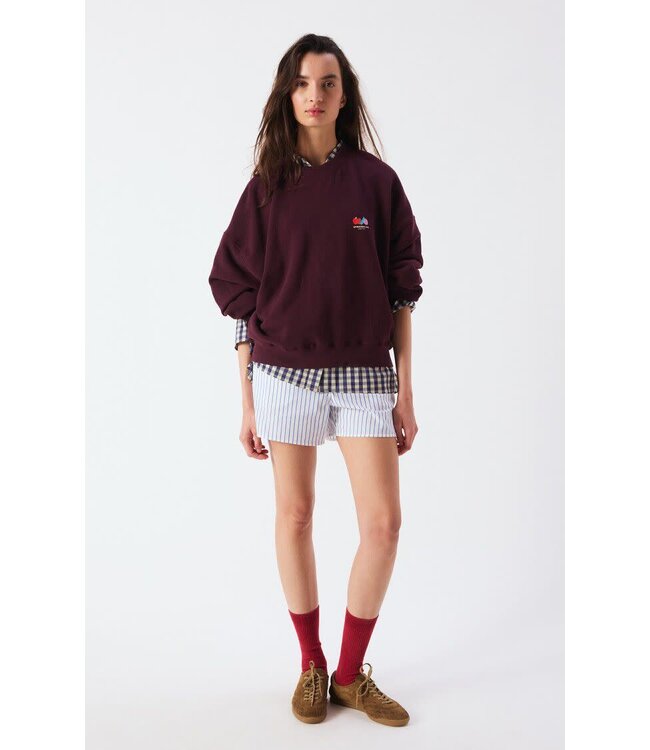 American Vintage Sweater Ample col rond, Lie de Vin