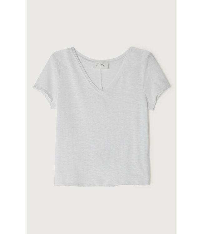American Vintage T-shirt droit Col V, Blanc