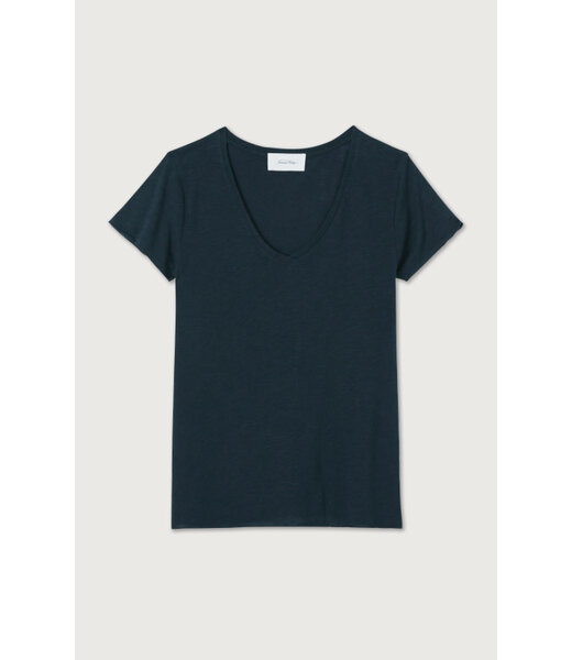 American Vintage T-shirt droit Col, Navy
