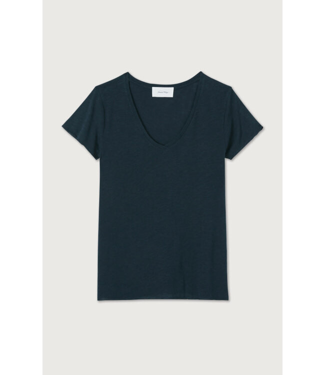 American Vintage T-shirt droit Col, Navy