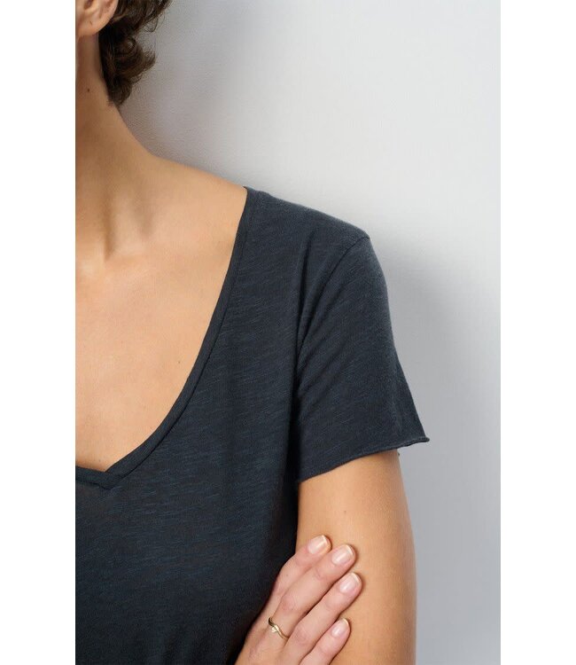 American Vintage T-shirt droit Col, Navy