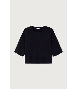 American Vintage Pull Ample manches 3/4 col, Noir