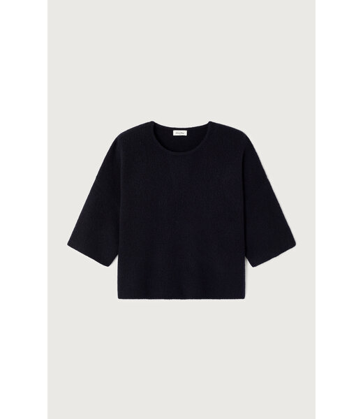 American Vintage Pull Ample manches 3/4 col, Noir
