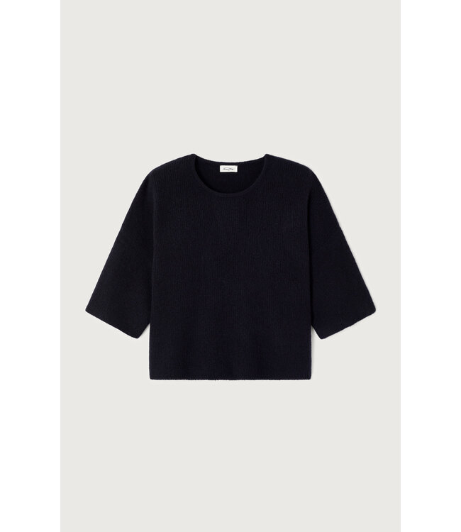 American Vintage Pull Ample manches 3/4 col, Noir