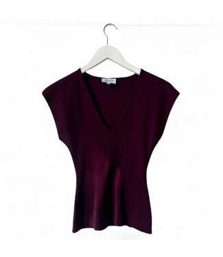 selectedbystijldepartment Top Rib V neck, Aubergine