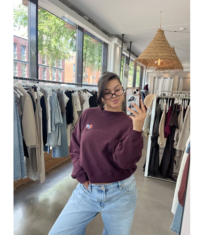American Vintage Sweater Ample col rond, Lie de Vin