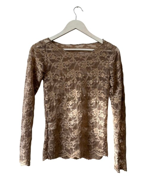 selectedbystijldepartment Top lace longsleeve, Taupe