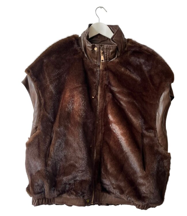 selectedbystijldepartment Jacket bodywarmer, Dark brown