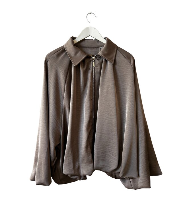 selectedbystijldepartment Jacket bomber satin, Glay