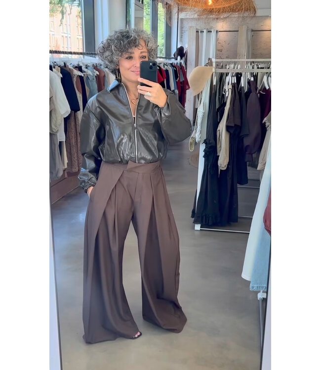 selectedbystijldepartment Trousers pantalon wide, Brown