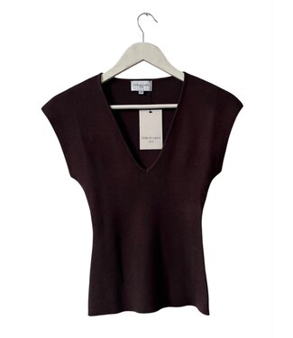 selectedbystijldepartment Top rib V neck, Dark brown