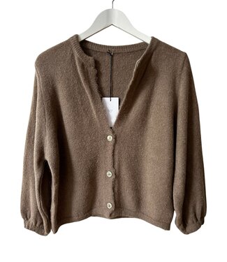 selectedbystijldepartment Cardigan knitted pearl button, Beige