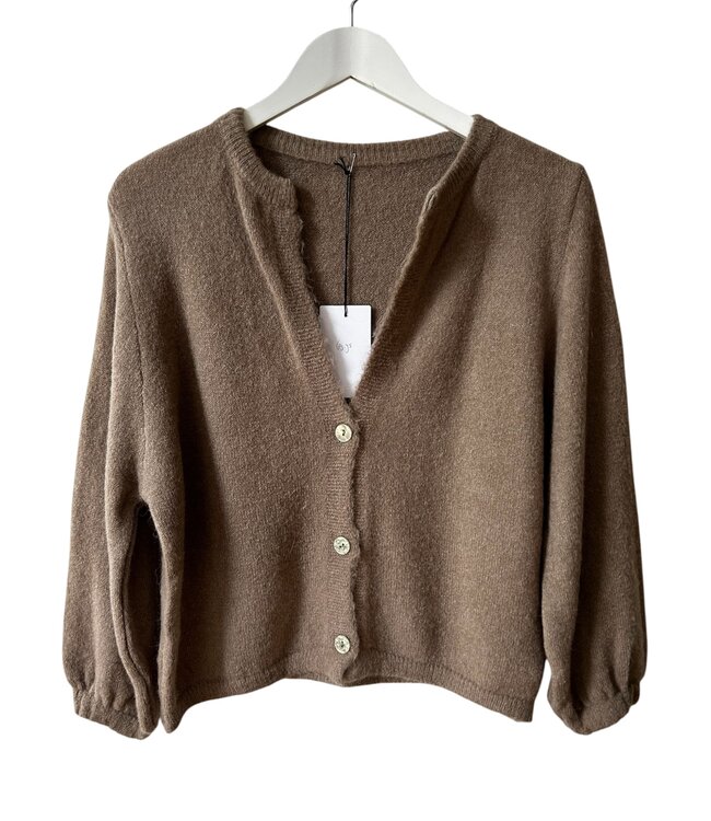 selectedbystijldepartment Cardigan knitted pearl button, Beige