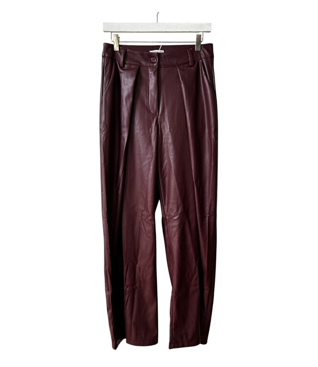 selectedbystijldepartment Pants leather wide, Bordeaux