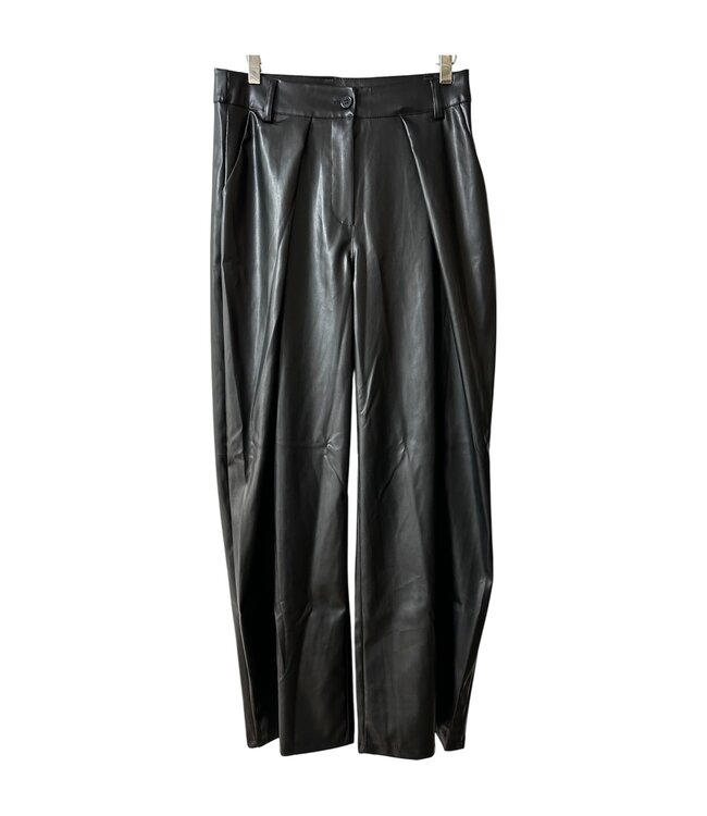 selectedbystijldepartment Pants leather wide, Black
