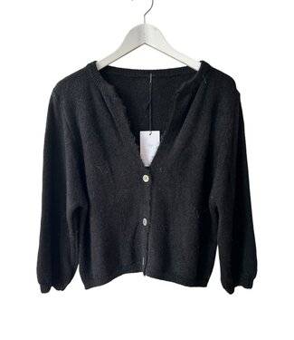 selectedbystijldepartment Cardigan knitted pearl button, Black