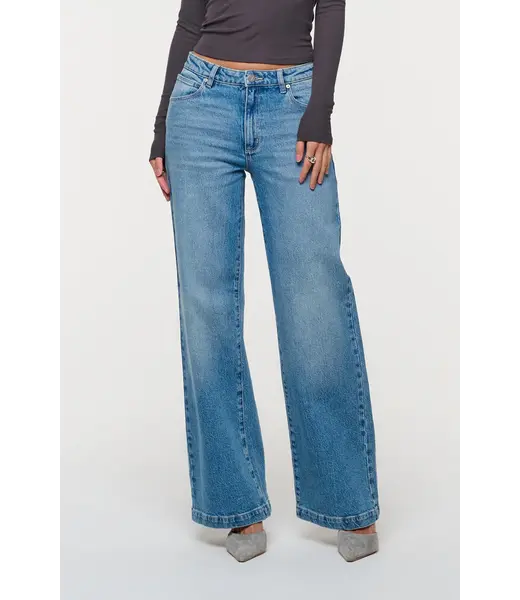 Abrand Jeans Mid Wide Maya, Blue Organic