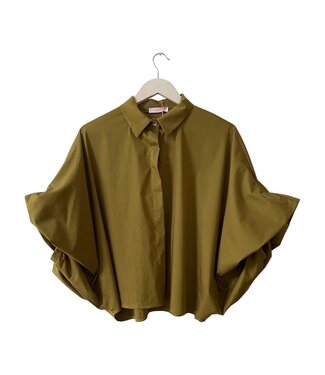 selectedbystijldepartment Blouse balloon sleeve, Olive Green