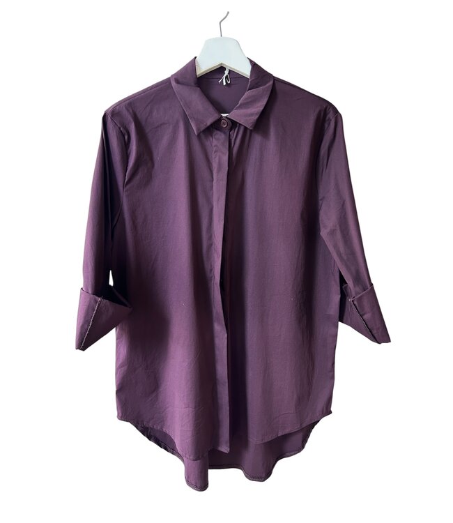 selectedbystijldepartment Blouse straight fit, Aubergine