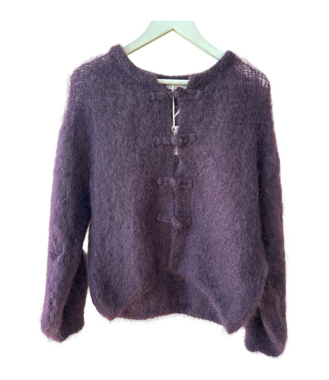 selectedbystijldepartment Sweater Cardigan Bows, Aubergine