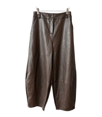 selectedbystijldepartment Pants Faux Leather Barrel, Dark Brown