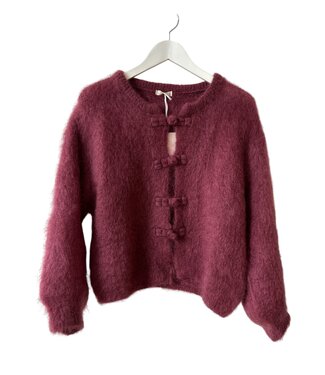 selectedbystijldepartment Sweater Cardigan Bows, Rasberry