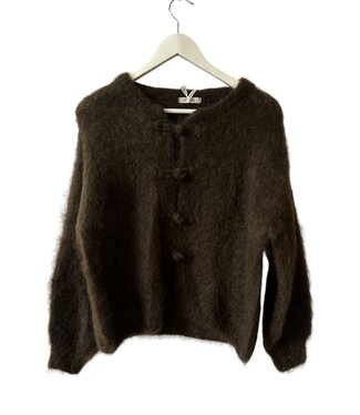 selectedbystijldepartment Sweater Cardigan Bows, Dark Brown