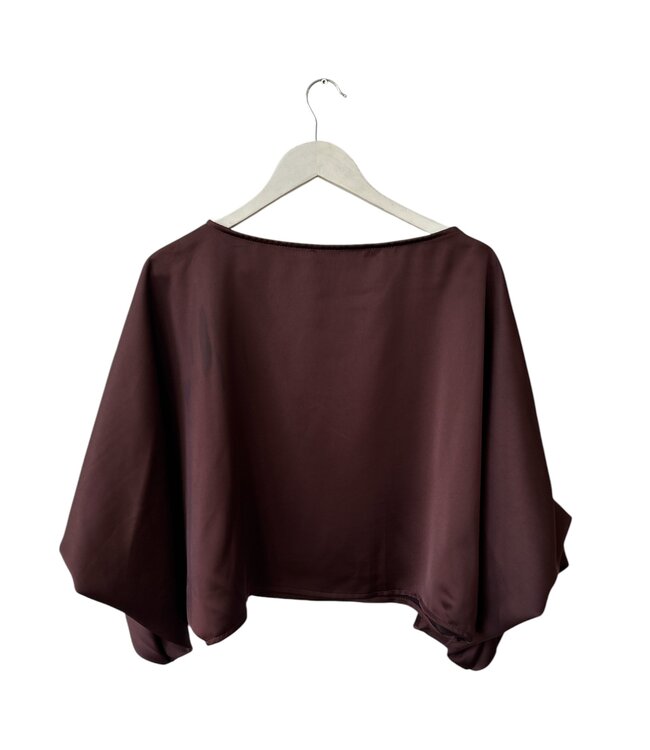 selectedbystijldepartment Blouse balloon satin, Aubergine
