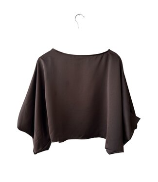 selectedbystijldepartment Blouse balloon satin, Dark Brown