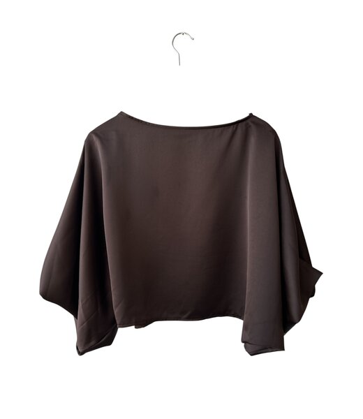 selectedbystijldepartment Blouse balloon satin, Dark Brown