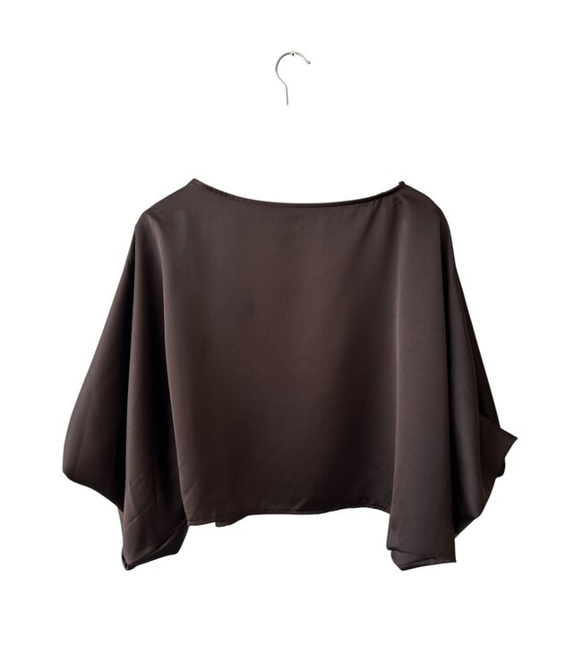 selectedbystijldepartment Blouse balloon satin, Dark Brown