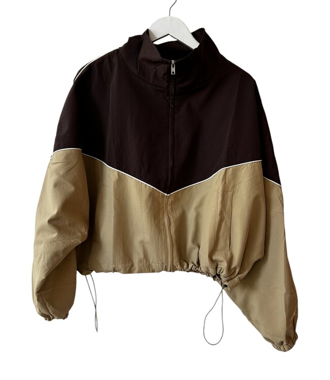 selectedbystijldepartment Jacket windbreacker zip, Beige/Brown