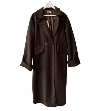 selectedbystijldepartment Jacket mantel long, Dark Brown