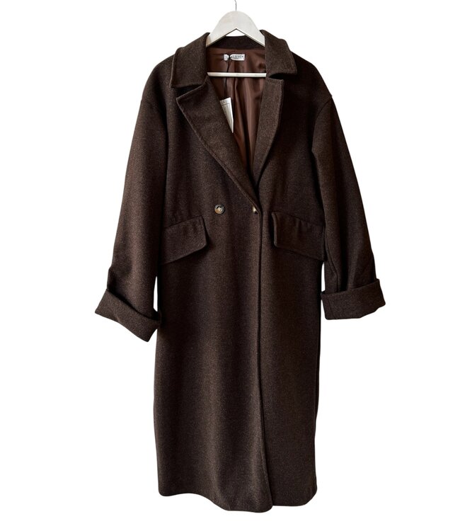 selectedbystijldepartment Jacket mantel long, Dark Brown