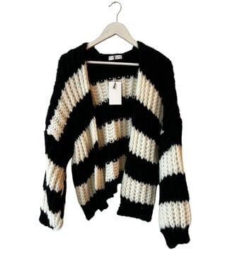 selectedbystijldepartment Cardigan striped, Black/White