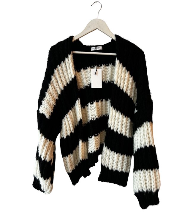 selectedbystijldepartment Cardigan striped, Black/White
