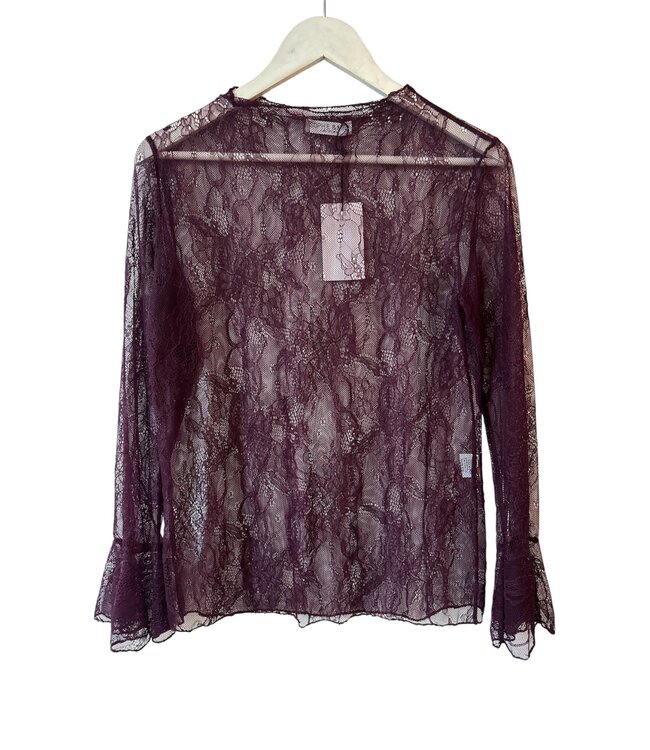 selectedbystijldepartment Top lace longsleeve, Burgundy
