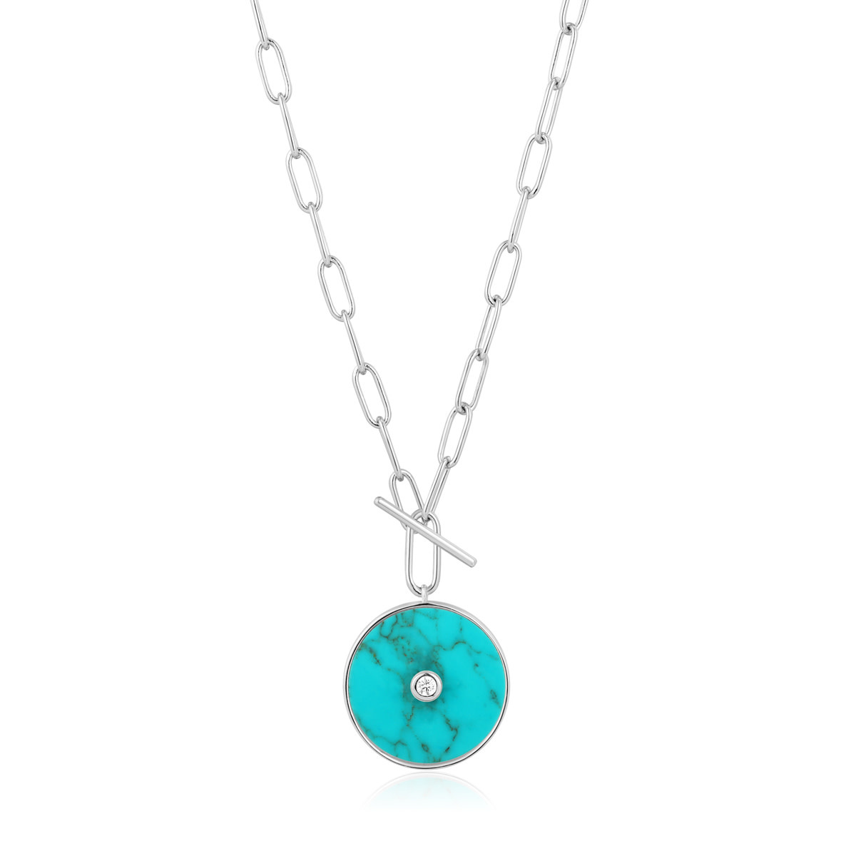Ania Haie Hidden Gem ketting met hanger - Turquoise T-Bar Silver N022-04H
