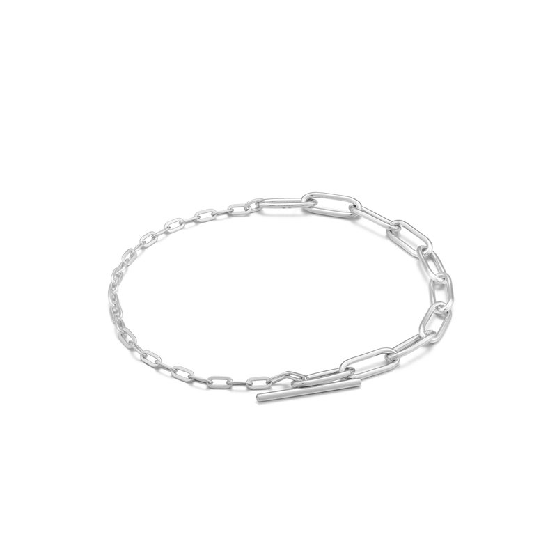 Ania Haie Chain Reaction schakelarmband - Mixed Link T-Bar Silver B021-02H