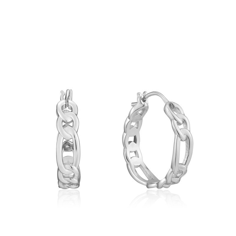 Ania Haie Chain Reaction oorbellen - Figaro Chain Hoop Silver E021-04H