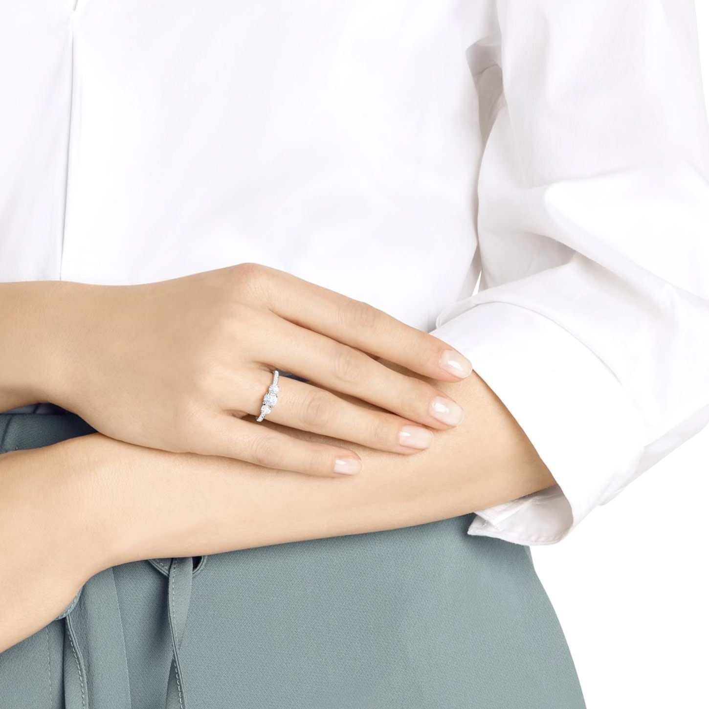 Swarovski Attract Trilogy ring Round Zilverkleurig/Wit