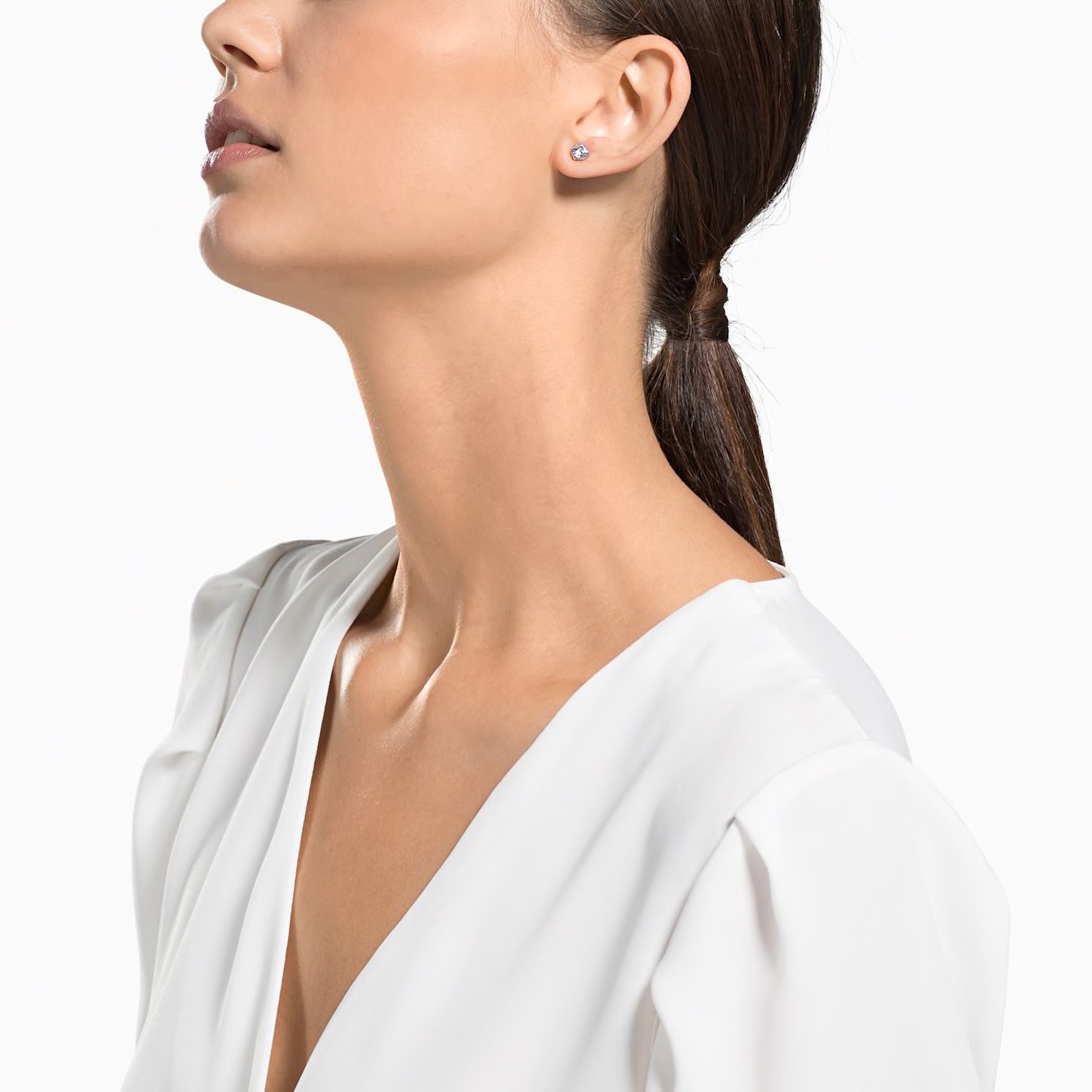 Swarovski Stilla oorbellen Stud Round Zilverkleurig/Wit 5408436