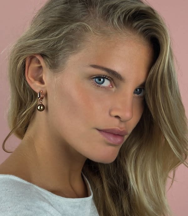 Zinzi Rosé vergulde zilveren oorbedels - Parel (Bruin) ZICH266RB