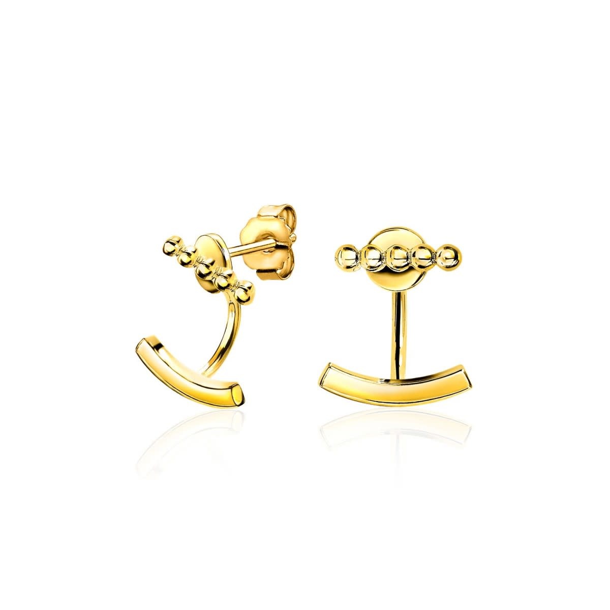 Zinzi Geel vergulde zilveren oor-items - Gebogen Staafje ZIO1387G