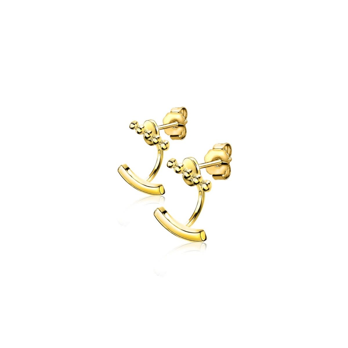 Zinzi Geel vergulde zilveren oor-items - Gebogen Staafje ZIO1387G