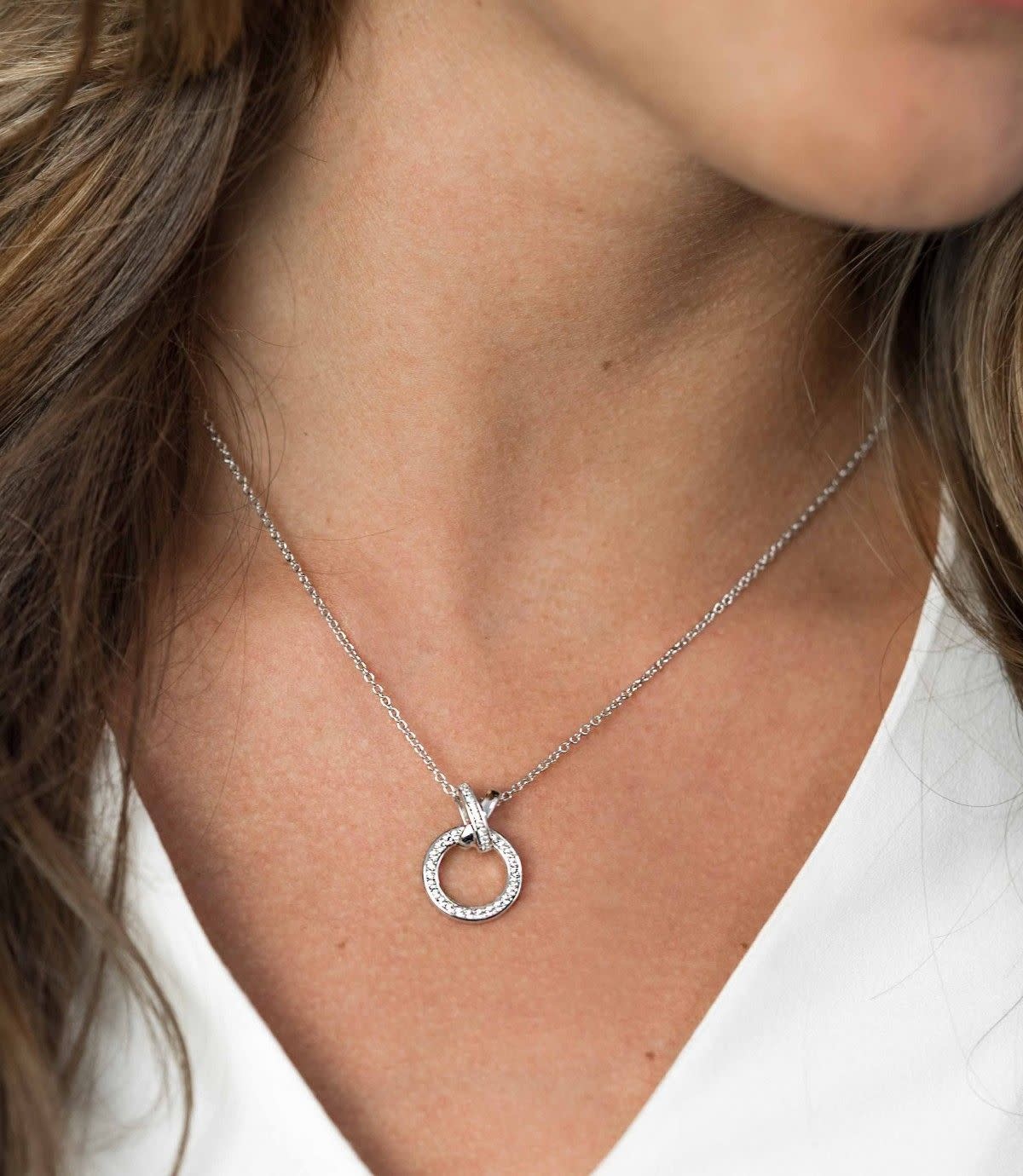 Zinzi Zilveren ketting - Kruislings (CZ Wit) ZIC1816