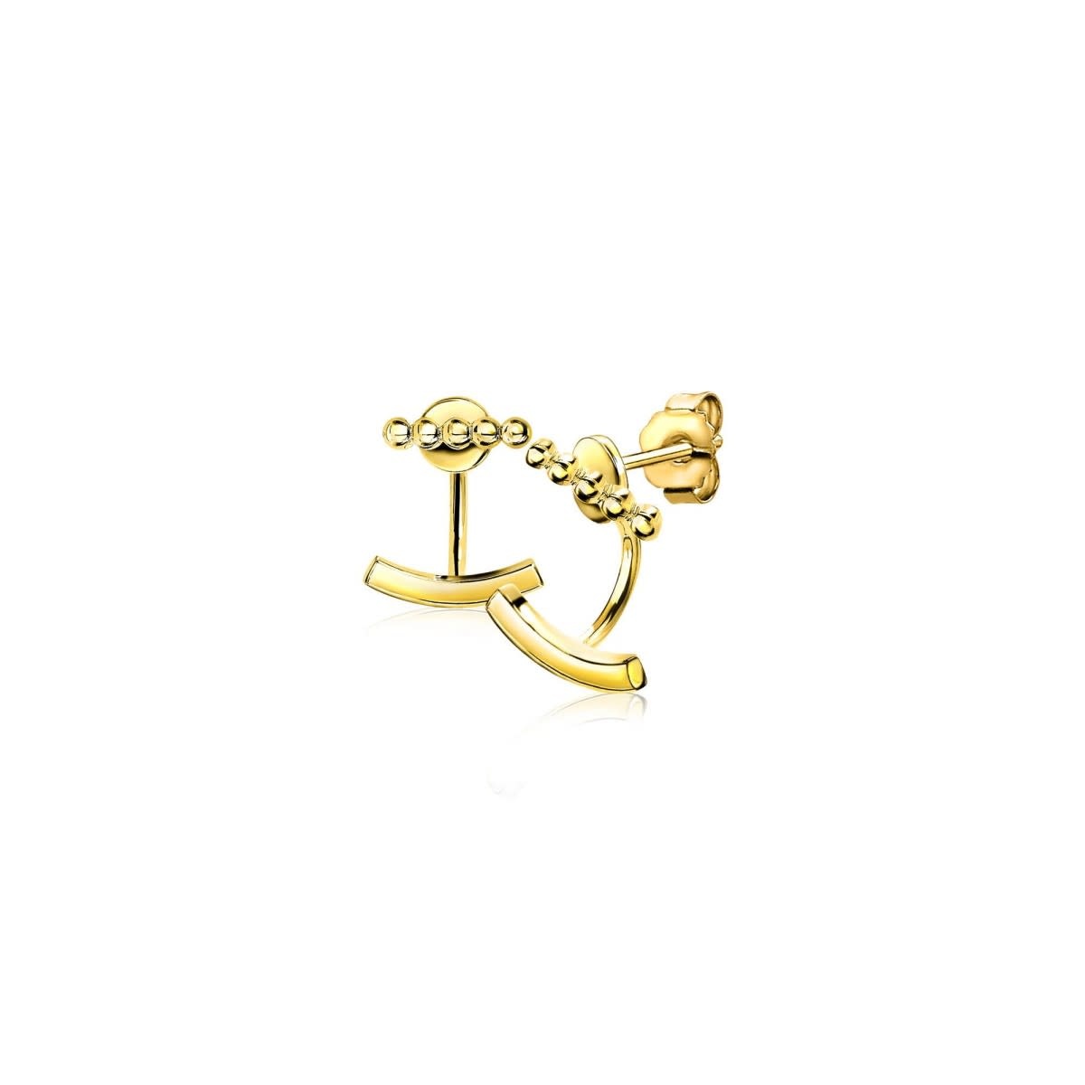 Zinzi Geel vergulde zilveren oor-items - Gebogen Staafje ZIO1387G